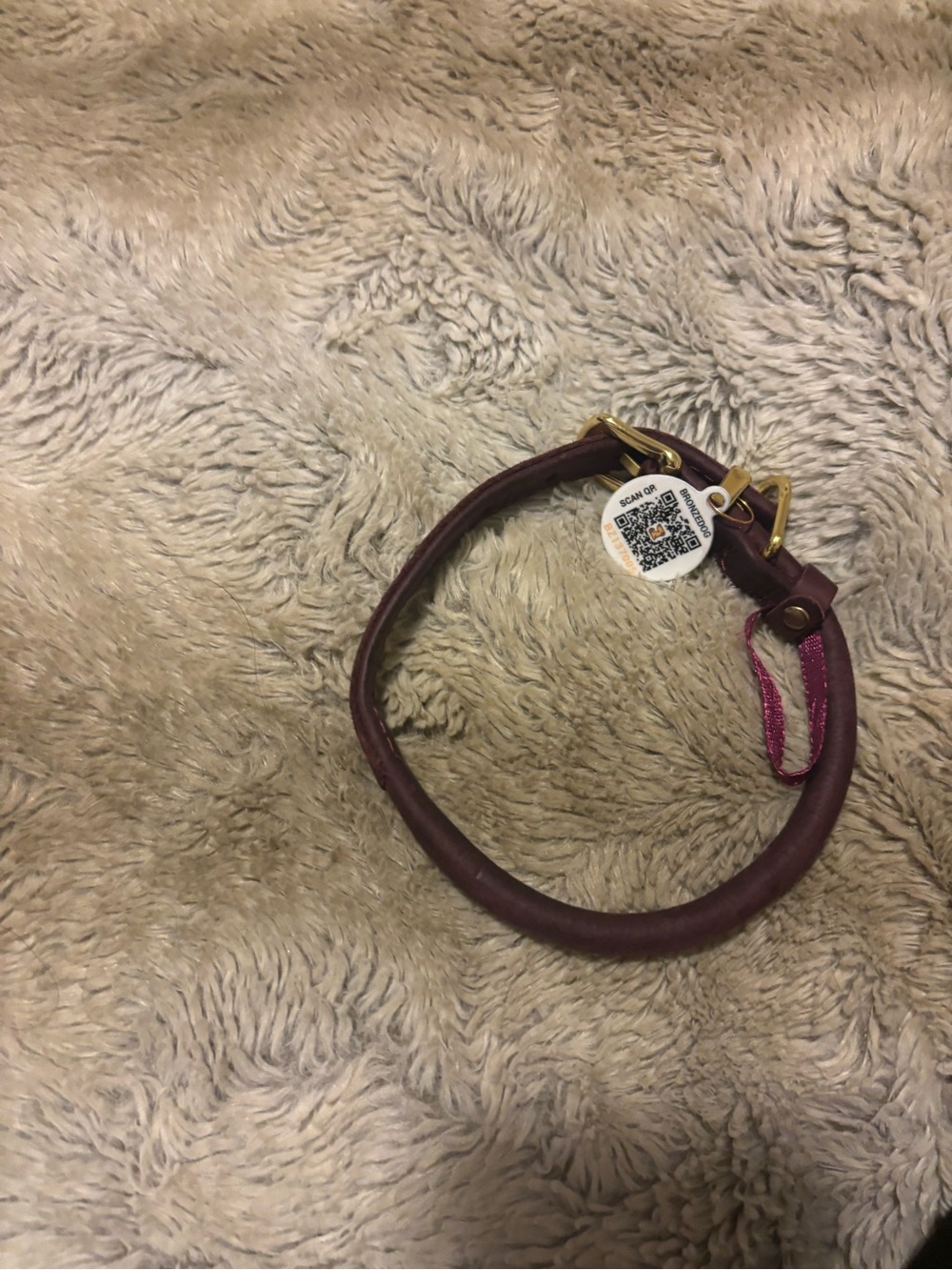 XS Rolled Leather Dog Collar - Picture 3 of 6